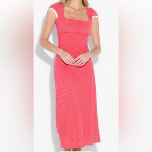 Wild Fable Size L Red Polka Dot Dress A-Line Flutter Cap Sleeve Cut-Out Back New